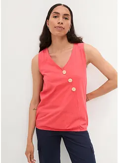 Top in cotone con effetto a portafoglio e elastico, bonprix