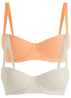 Reggiseno senza spalline con ferretto e cotone biologico (pacco da 2), bonprix