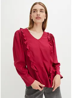 Blusa in viscosa fluente con volant, bonprix