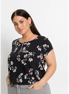 Maglia con zip in misto cotone, bonprix