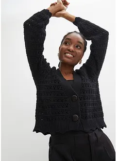 Cardigan traforato in puro cotone, bonprix