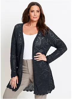 Cardigan lungo traforato, bonprix