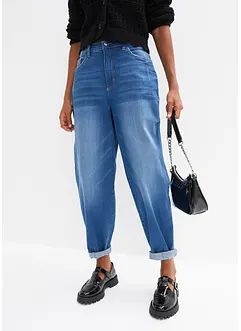 Jeans barrel shape in cotone biologico, vita alta, bonprix