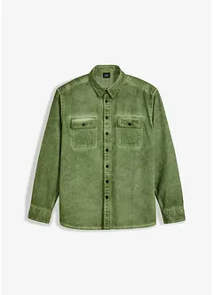 Camicia a maniche lunghe in puro cotone effetto lavato, bonprix