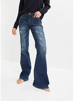 Jeans flared elasticizzati, vita bassa, bonprix