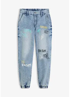 Jeans in barrel shape con stampa, bonprix