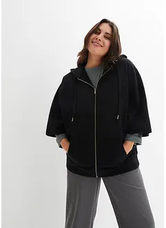 Felpa con zip stile mantella in cotone, bonprix
