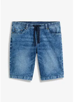 Bermuda elasticizzati in jeans leggero con elastico in vita, slim fit, bonprix