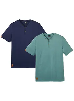 Maglia serafino a maniche corte in puro cotone biologico (pacco da 2), bonprix