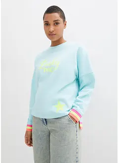 Felpa oversize con bordi colorati in puro cotone, bonprix