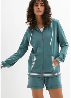 Felpa con zip e cappuccio in puro cotone biologico, bonprix