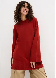 Maglione oversize a collo alto con spacchi laterali, bonprix