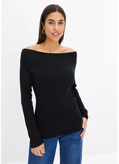 Maglione a coste con spalle scoperte, bonprix