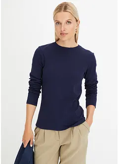 Maglia a maniche lunghe a coste in puro cotone, bonprix