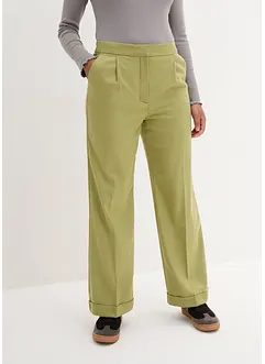 Pantaloni cropped in simil lana con cinta comoda, bonprix