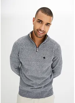 Maglione con zip e cotone riciclato, bonprix