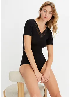 Body a mezze maniche in modal con pizzo, bonprix