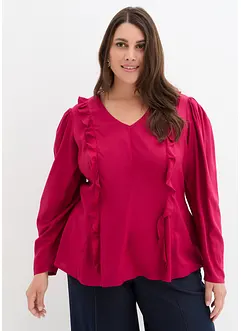 Blusa in viscosa fluente con volant, bonprix