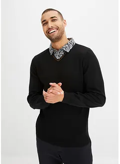 Maglione con colletto di camicia, bonprix