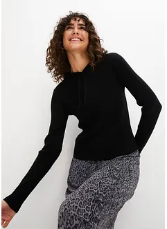 Maglione morbido con cappuccio, bonprix
