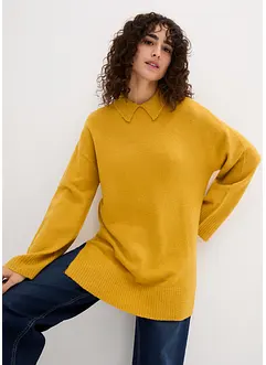 Maglione oversize a collo alto con spacchi laterali, bonprix