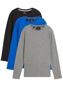 Maglia a maniche lunghe con cotone biologico (pacco da 3), bonprix