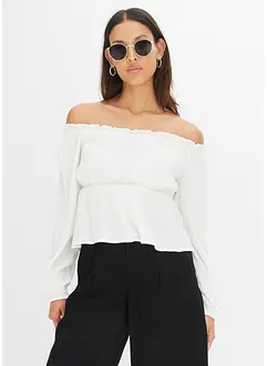 Blusa con spalle scoperte in viscosa crinkle, bonprix