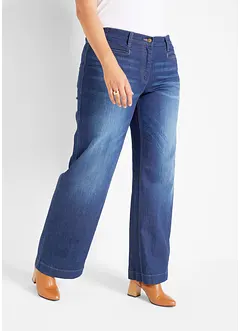 Jeans wide leg con cinta comoda, vita media, bonprix