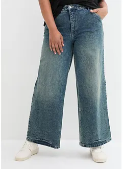 Jeans wide leg leggermente elasticizzati,  vita alta, bonprix