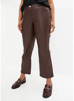 Pantaloni in similpelle larghi, a vita media, bonprix