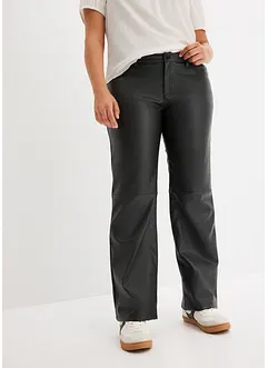 Pantaloni in similpelle, a vita media, bonprix