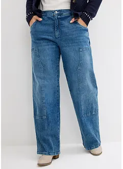 Jeans wide leg, a vita media, bonprix