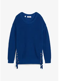 Maglione oversize in cotone con stringature, bonprix