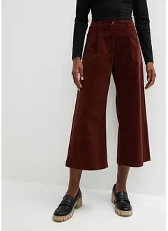 Pantaloni culotte cropped di velluto elasticizzato con cinta comoda, vita alta, bonprix