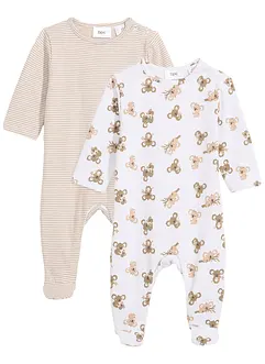 Pigiama intero in puro cotone biologico (pacco da 2), bonprix