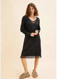 Camicia da notte con inserti in pizzo in cotone biologico, bonprix