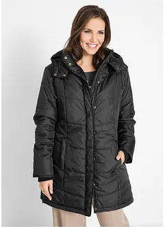 Giacca lunga trapuntata imbottita con colletto e cappuccio, bonprix