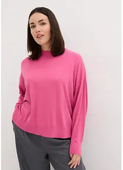 Maglione oversize in maglia fine con collo dritto, bonprix