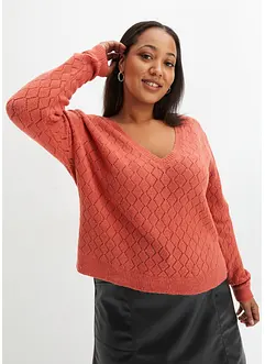 Maglione cropped traforato, bonprix
