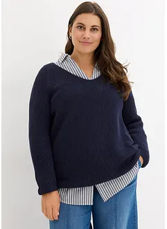 Maglione a coste in puro cotone, bonprix