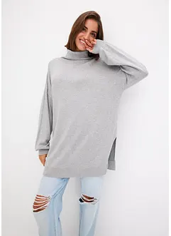 Maglione lungo a collo alto, bonprix