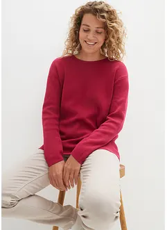 Maglione a coste Milano con scollo rotondo, bonprix
