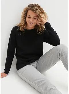 Maglione a coste Milano con scollo rotondo, bonprix