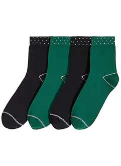 Calzini con strass e cotone biologico (pacco da 4 paia), bonprix