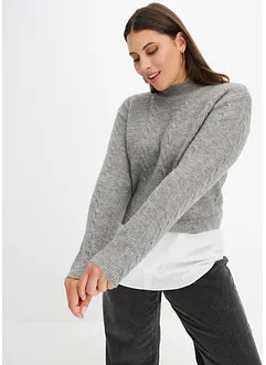 Maglione con inserto di camicia, bonprix