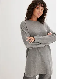Maglione lungo in filato fine con spacchi laterali in misto viscosa, bonprix