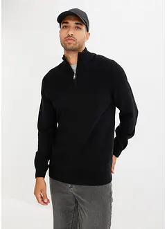 Maglione con zip, taglio comfort e cotone, bonprix