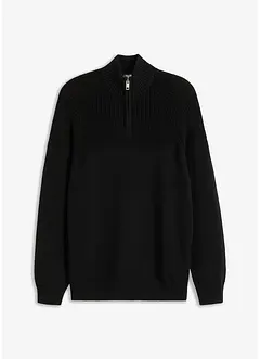 Maglione con zip e cotone, bonprix