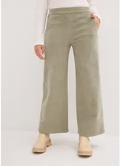 Pantaloni a palazzo cropped in velluto a coste con cinta comoda a vita alta, bonprix