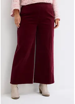 Pantaloni a palazzo cropped in velluto a coste con cinta comoda a vita alta, bonprix